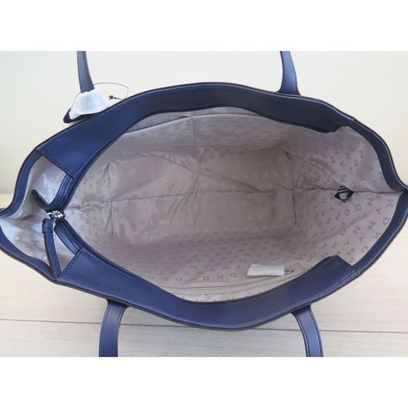 DKNY R21AAQ04 Women's Large Navy Blue w/Stripes Bradee Tote w/Card Pouch $228 - Picture 9 of 12
